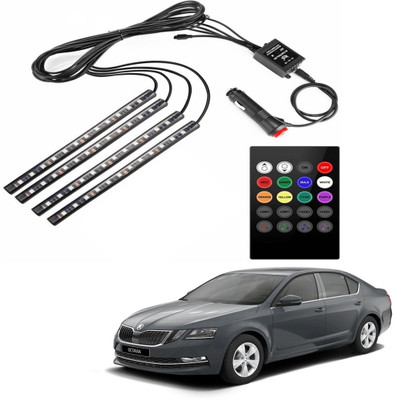 RWT 12 LED Car Interior Underdashboard Lighting IR Remote Control Atmosphere Lamp For octavia Car Fancy Lights(Multicolor)