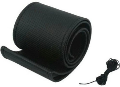 SPEEDZZ Hand Stiched Steering Cover For Audi A4(Black, Leatherite)