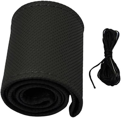 SPEEDZZ Hand Stiched Steering Cover For Audi A8(Black, Leatherite)