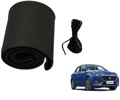 SPEEDZZ Hand Stiched Steering Cover For BMW 5 Series(Black, Leatherite)