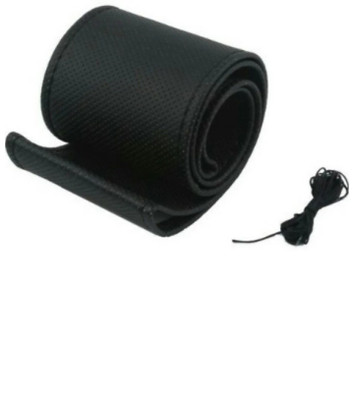 SPEEDZZ Hand Stiched Steering Cover For Audi A7(Black, Leatherite)