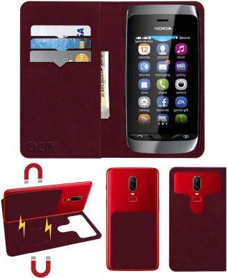 ACM Flip Cover for Nokia Asha 310(Maroon, Cases with Holder, Pack of: 1)
