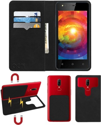 ACM Flip Cover for Intex Aqua Eco 4g(Black, Cases with Holder, Pack of: 1)