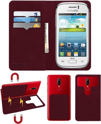 ACM Flip Cover for Samsung Galaxy Young Duos S6312(Maroon, Cases with Holder, Pack of: 1)