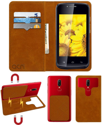 ACM Flip Cover for Iball Andi 3.5v Genius 2(Gold, Cases with Holder, Pack of: 1)