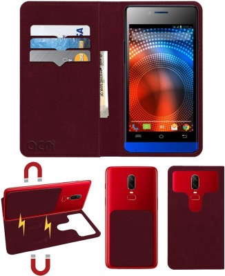 ACM Flip Cover for Lava Iris 444(Maroon, Cases with Holder, Pack of: 1)