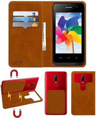 ACM Flip Cover for Intex Aqua X15(Gold, Cases with Holder, Pack of: 1)