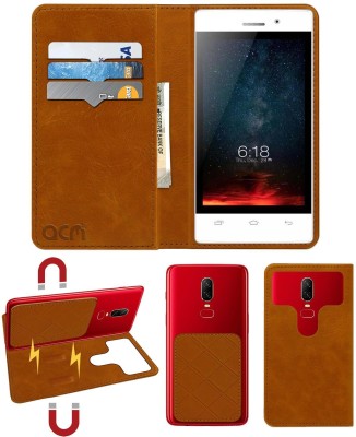 ACM Flip Cover for Intex Aqua Y2 Ultra(Gold, Cases with Holder, Pack of: 1)
