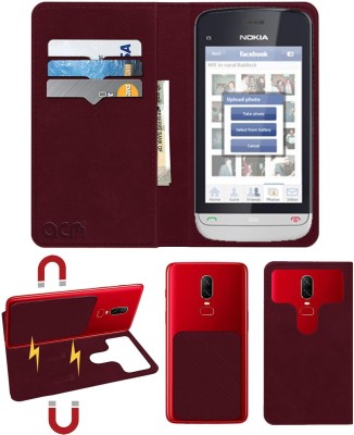 ACM Flip Cover for Nokia C5(Maroon, Cases with Holder, Pack of: 1)