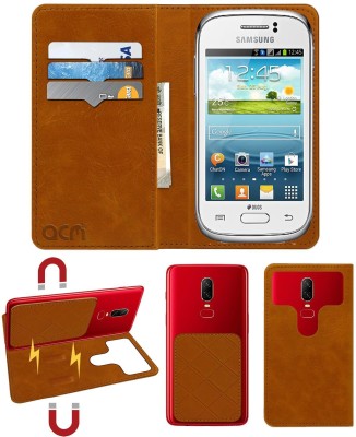 ACM Flip Cover for Samsung Galaxy Young Duos S6312(Gold, Cases with Holder, Pack of: 1)