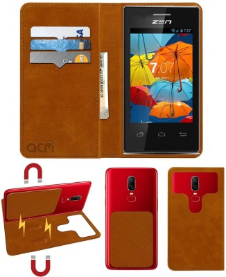 ACM Flip Cover for Zen Ultrafone 105 Sport(Gold, Cases with Holder, Pack of: 1)