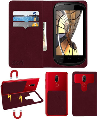 ACM Flip Cover for Spice Stellar Mi-445(Maroon, Cases with Holder, Pack of: 1)