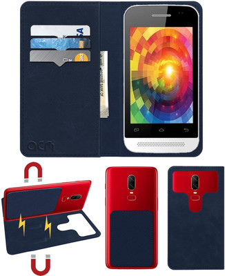 ACM Flip Cover for Spice Stellar Mi-361(Blue, Cases with Holder, Pack of: 1)