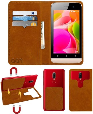 ACM Flip Cover for Intex Aqua 4.0 4g(Gold, Cases with Holder, Pack of: 1)