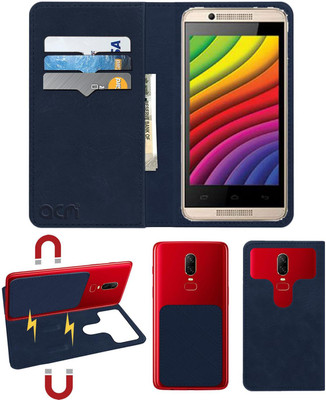 ACM Flip Cover for Intex Aqua 3g Pro Q(Blue, Cases with Holder, Pack of: 1)