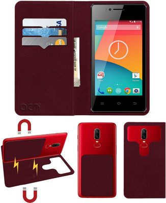 ACM Flip Cover for Earth Me7(Maroon, Cases with Holder, Pack of: 1)