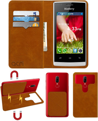 ACM Flip Cover for Blueberry S5.5(Gold, Cases with Holder, Pack of: 1)