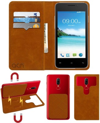 ACM Flip Cover for Lava A32(Gold, Cases with Holder, Pack of: 1)