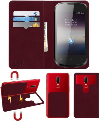 ACM Flip Cover for Spice Stellar Xtacy Mi-352(Maroon, Cases with Holder, Pack of: 1)