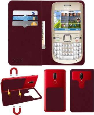 ACM Flip Cover for Nokia C3(Maroon, Cases with Holder, Pack of: 1)