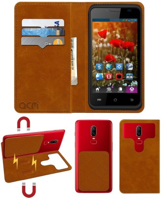 ACM Flip Cover for Swipe Konnect Neo(Gold, Cases with Holder, Pack of: 1)