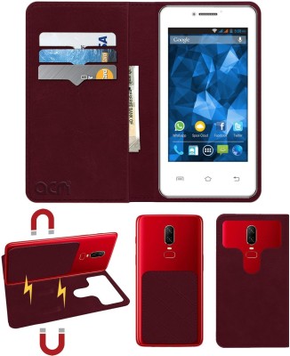 ACM Flip Cover for Spice Smart Flo Mettle 4.0x Mi-426(Maroon, Cases with Holder, Pack of: 1)
