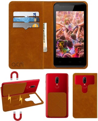 ACM Flip Cover for Celkon Campus Colors A42(Gold, Cases with Holder, Pack of: 1)