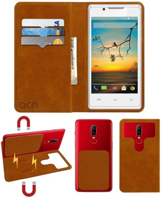 ACM Flip Cover for Lava Flair P1i(Gold, Cases with Holder, Pack of: 1)