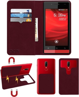 ACM Flip Cover for Spice Stellar Glamor Mi-436(Maroon, Cases with Holder, Pack of: 1)