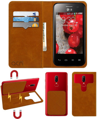 ACM Flip Cover for Lg Optimus L3 Ii Dual E435(Gold, Cases with Holder, Pack of: 1)