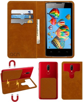 ACM Flip Cover for Intex Aqua 3g Strong(Gold, Cases with Holder, Pack of: 1)