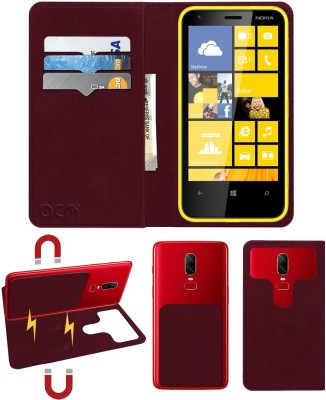 ACM Flip Cover for Nokia Lumia 620(Maroon, Cases with Holder, Pack of: 1)