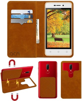 ACM Flip Cover for Intex Aqua 4g Strong(Gold, Cases with Holder, Pack of: 1)