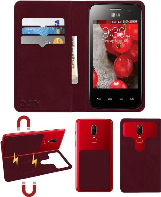 ACM Flip Cover for Lg Optimus L3 Ii Dual E435(Maroon, Cases with Holder, Pack of: 1)