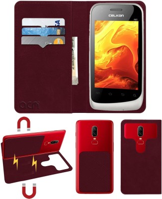 ACM Flip Cover for Celkon A85(Maroon, Cases with Holder, Pack of: 1)