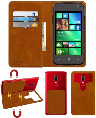 ACM Flip Cover for Lava Iris Win 1(Gold, Cases with Holder, Pack of: 1)