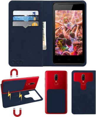 ACM Flip Cover for Celkon Campus Colors A42 Pro(Blue, Cases with Holder, Pack of: 1)