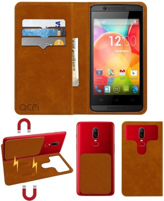 ACM Flip Cover for Intex Aqua 3g Pro(Gold, Cases with Holder, Pack of: 1)