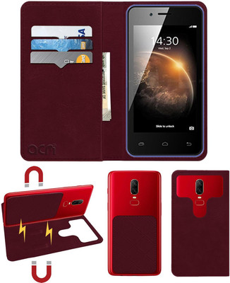 ACM Flip Cover for Celkon Smart 4g(Maroon, Cases with Holder, Pack of: 1)