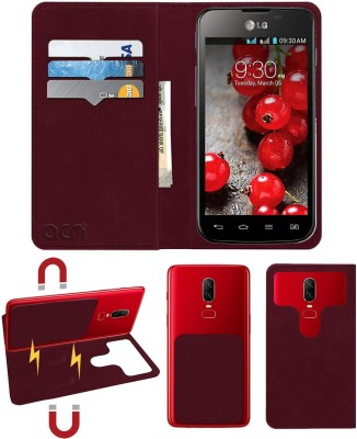 ACM Flip Cover for Lg Optimus L5 Ii E455(Maroon, Cases with Holder, Pack of: 1)