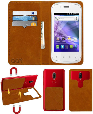 ACM Flip Cover for Spice Smart Flo Edge Mi-349(Gold, Cases with Holder, Pack of: 1)