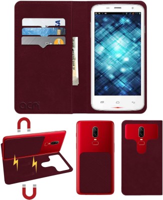 ACM Flip Cover for Spice Smart Flo Mettle 3.5x Mi-356(Maroon, Cases with Holder, Pack of: 1)