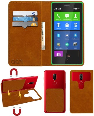 ACM Flip Cover for Nokia X Android Based(Gold, Cases with Holder, Pack of: 1)