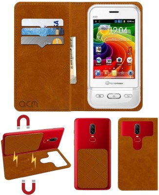 ACM Flip Cover for Micromax Ninja A50(Gold, Cases with Holder, Pack of: 1)