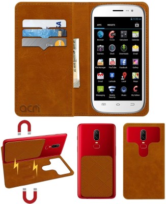 ACM Flip Cover for Celkon A64(Gold, Cases with Holder, Pack of: 1)