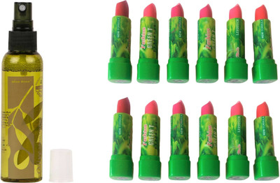 

Miss Boss 12 green tea lipstick, and kb Olive Oil Makeup Fixer Primer - 120 ml Primer, set of 2(Set of 2)