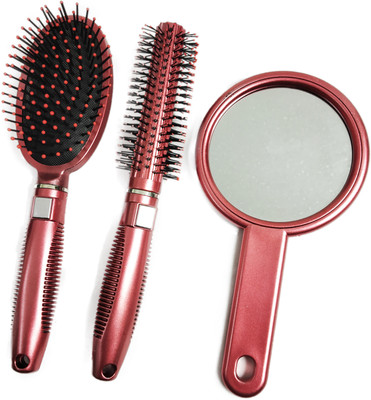 

Gold Score High Quality Hair Brush Combo Kit With Hand Mirror(Set of 3)