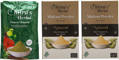 

Chitra's Herbal Natural Hair Mehendi & Face Pack Multani Powder- 100 Gram Each(Set of 3)