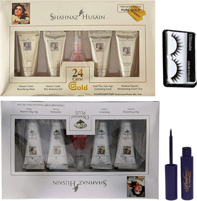 

Ultimate Eyelashes, 24caret Gold & Diamond Facial Kit, Eyeliner(Set of 4)
