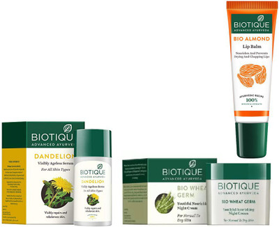 

BIOTIQUE BIO Ageless Lightening Serum, Bio Wheat Germ Night Cream , LIP BALM(Set of 3)